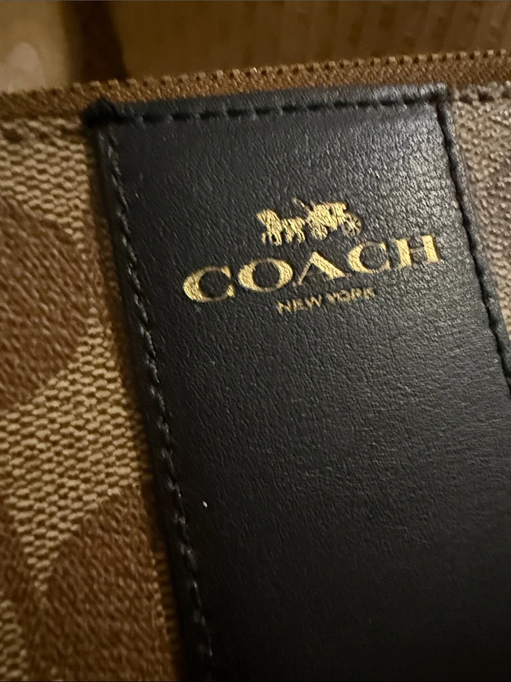 Coach Corner Zip Wristlet in Signature Canvas with Stripe preowned